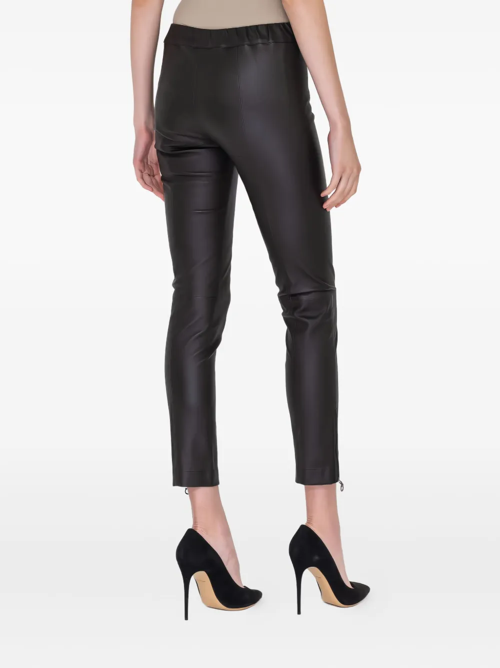 Ferragamo zip-detail leather trousers Zwart