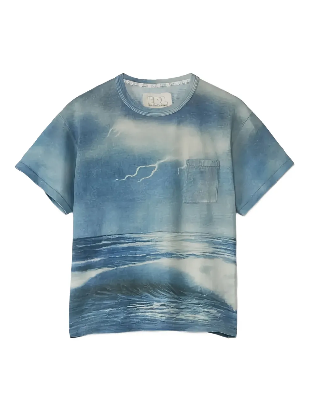 ERL T-shirt met zak en stormprint Blauw