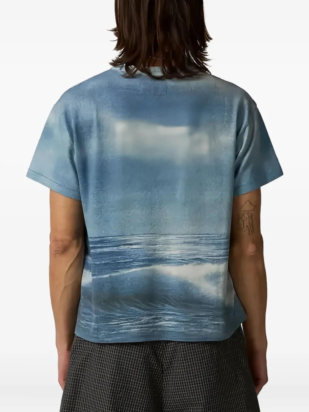ERL T-shirt met zak en stormprint Blauw