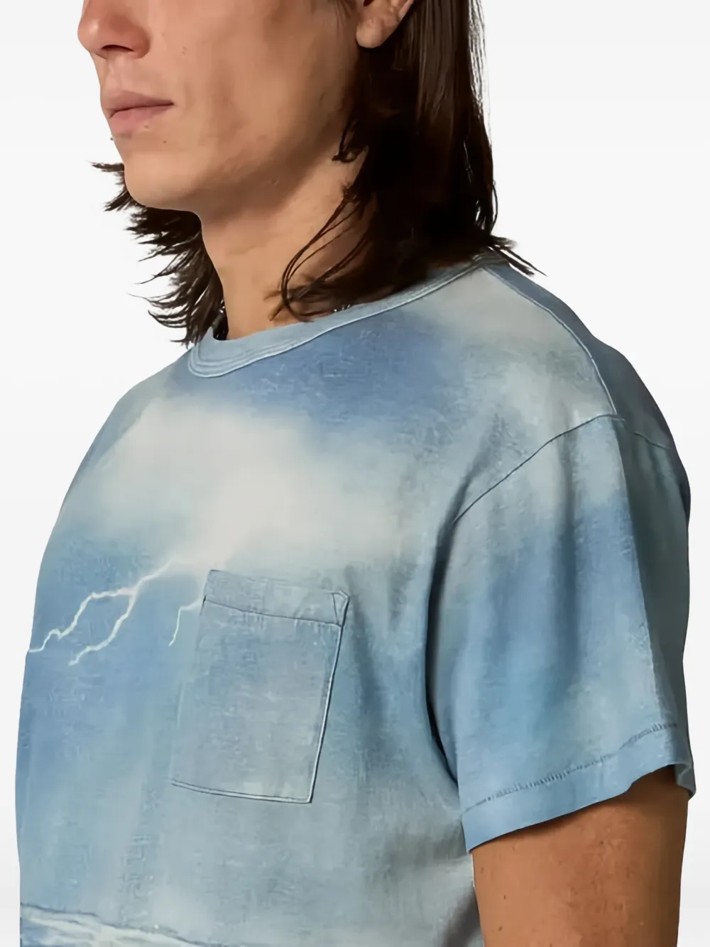 ERL T-shirt met zak en stormprint Blauw