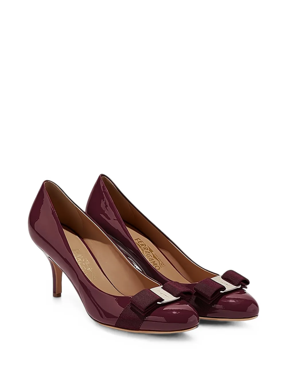 Ferragamo Vara bow patent leather pumps Paars