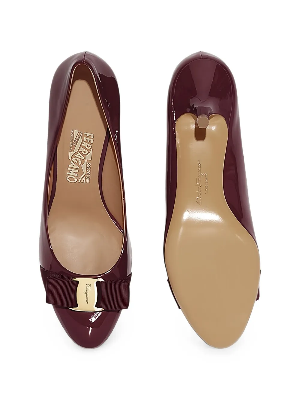 Ferragamo Vara bow patent leather pumps Paars