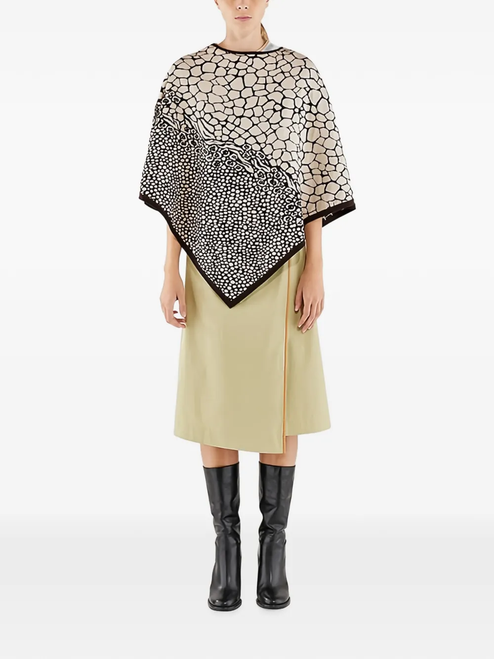 Ferragamo abstracte prints katoenenponcho Beige