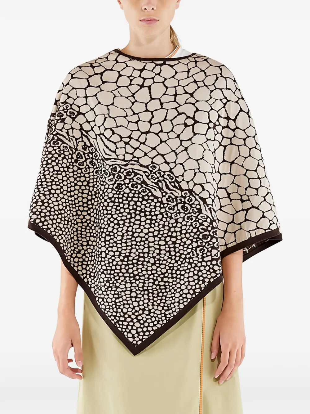 Ferragamo abstract-print cotton poncho - Toni neutri