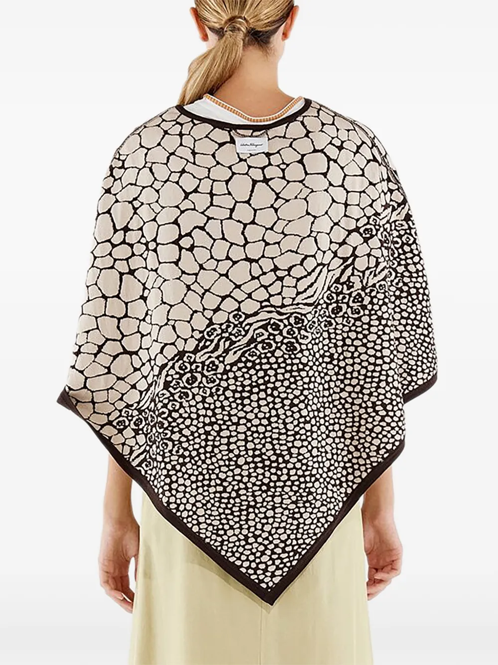 Ferragamo abstracte prints katoenenponcho Beige