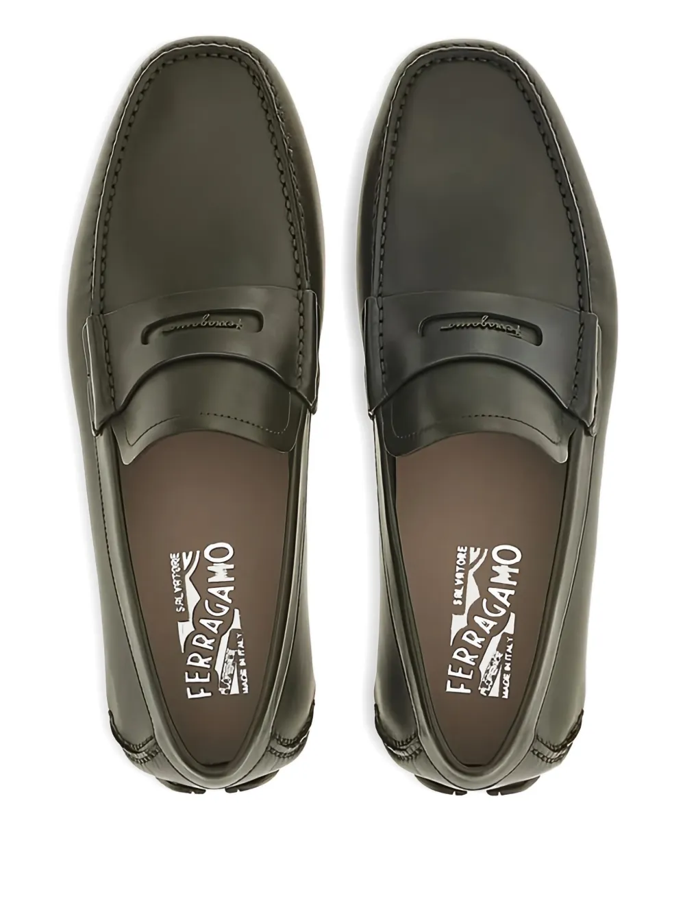 Ferragamo penny-slot leather loafers Brown