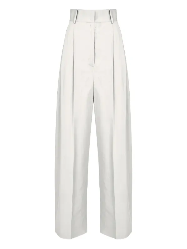 Ferragamo Pleated High-waisted Trousers in White