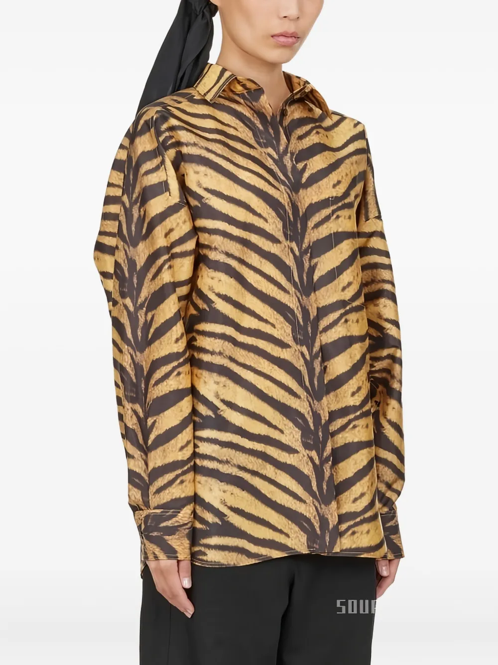Ferragamo tiger-print long-sleeved shirt Geel