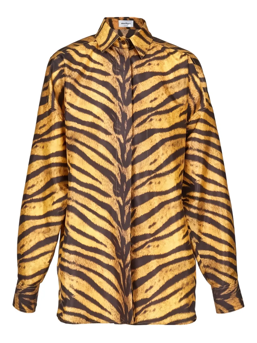 Ferragamo tiger-print long-sleeved shirt Geel