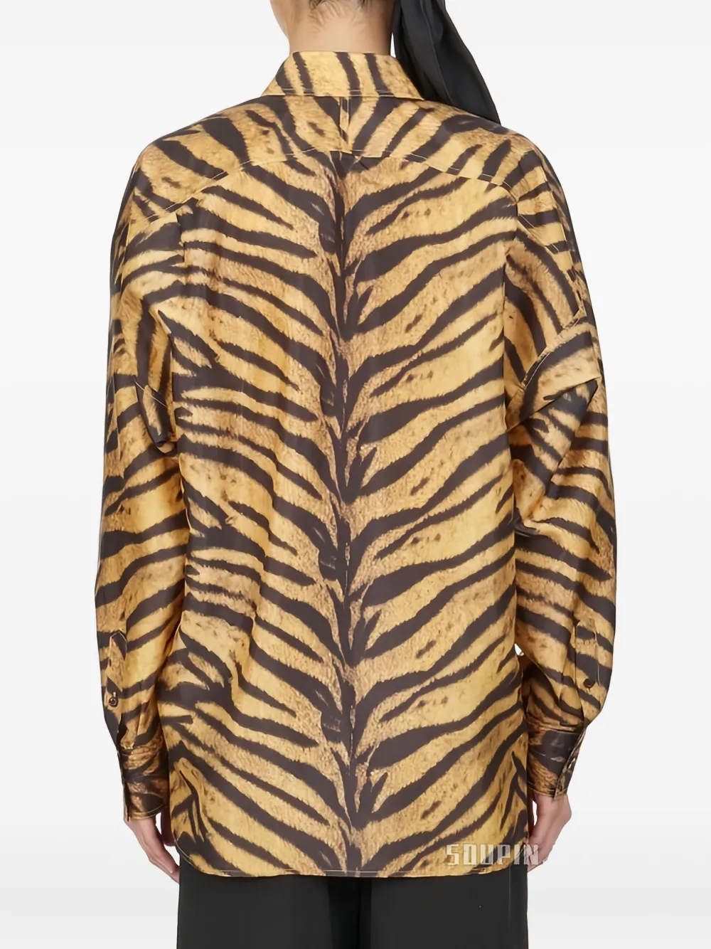 Ferragamo tiger-print long-sleeved shirt Geel