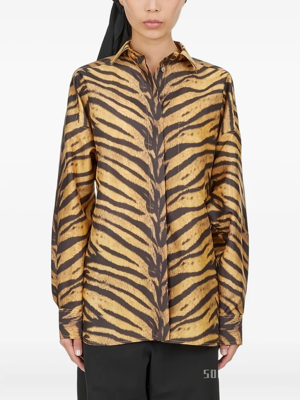 Ferragamo tiger-print long-sleeved shirt - Geel
