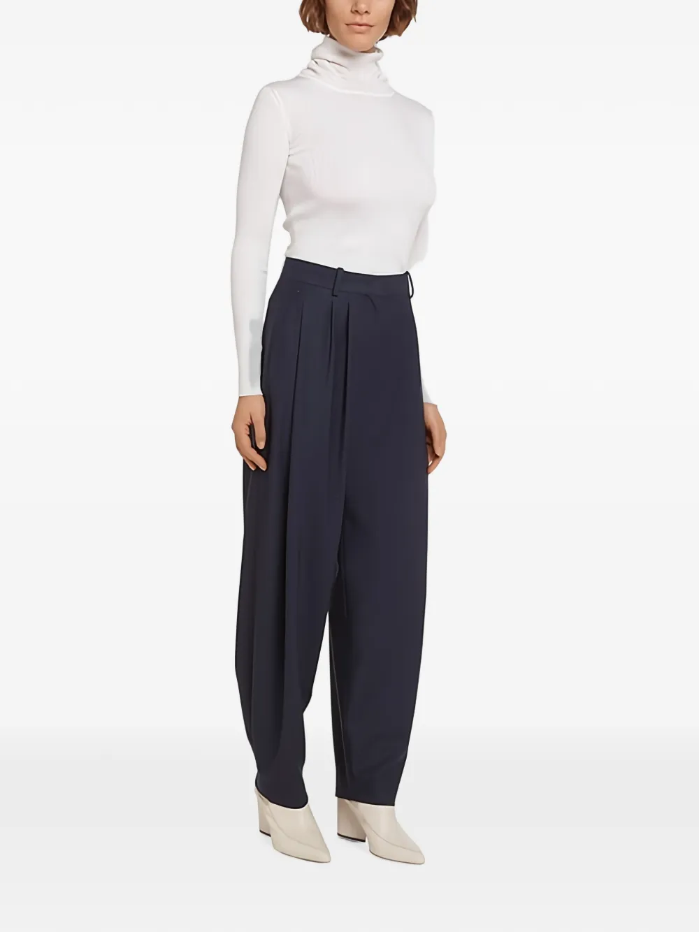 Ferragamo Plooibroek met toelopende pijpen Blauw