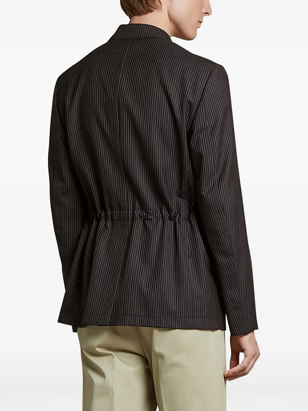 Ferragamo Blazer met krijtstreep en enkele rij knopen Zwart