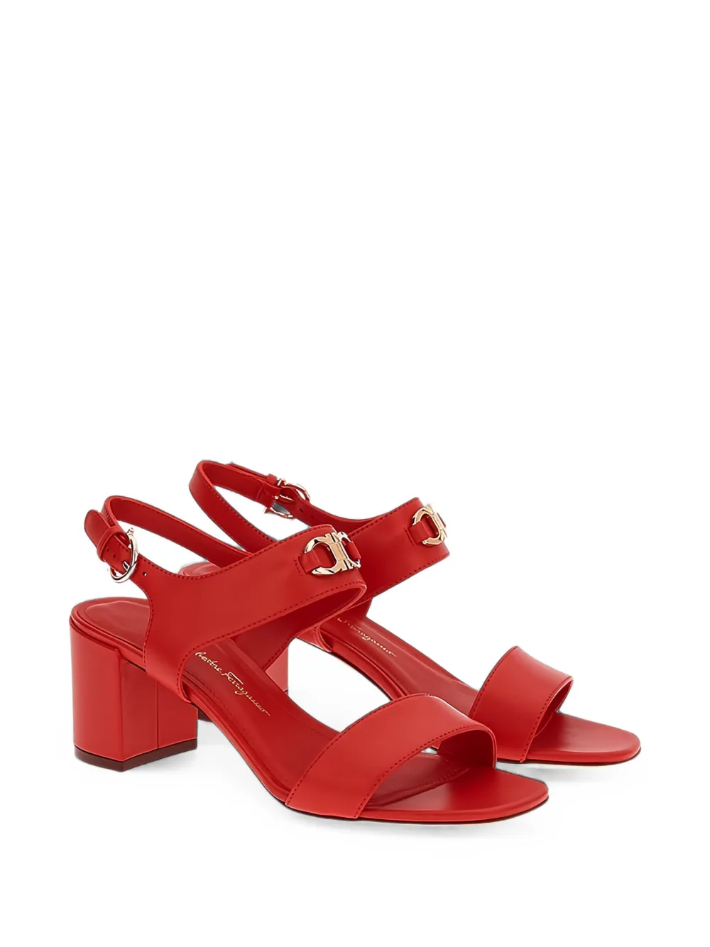 Ferragamo Gancini-plaque block-heel sandals - Rot