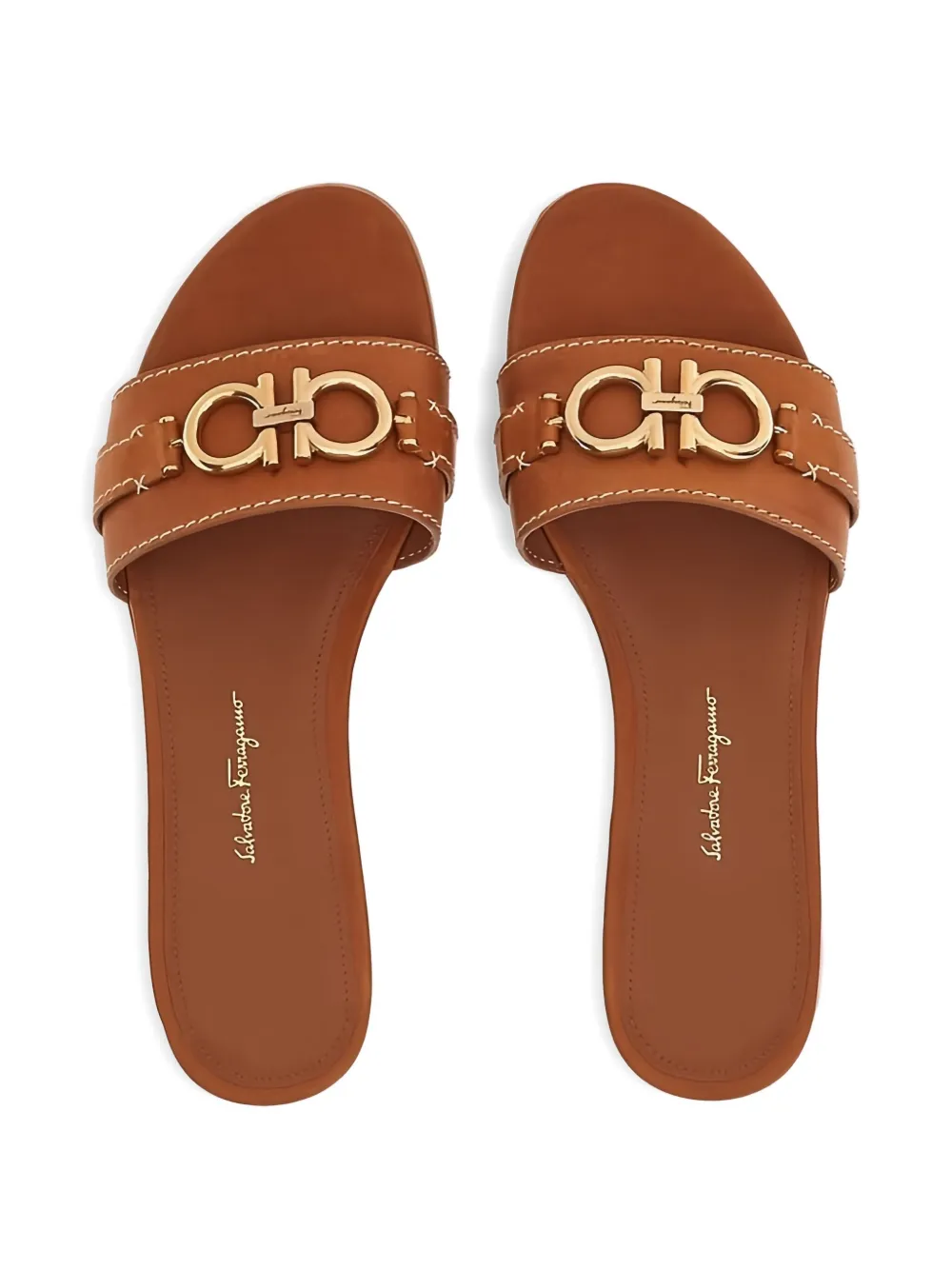 Ferragamo leather heeled sandals Brown