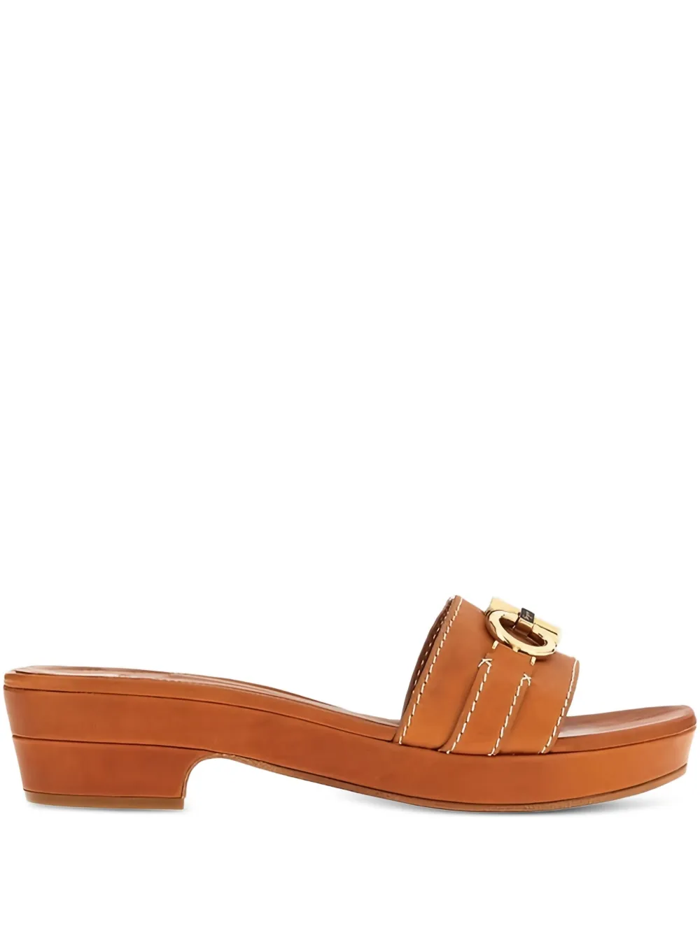 Ferragamo leather heeled sandals Brown