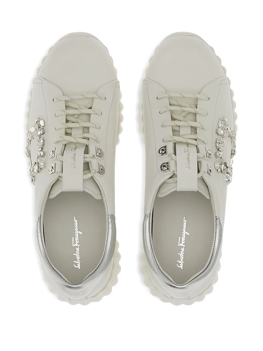 Ferragamo Sneakers met Gancini-patroon Beige