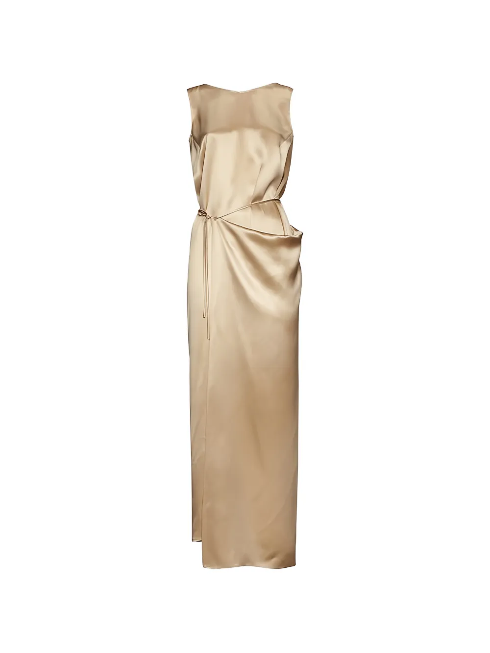Ferragamo satin-finish wrap-style maxi dress - Toni neutri
