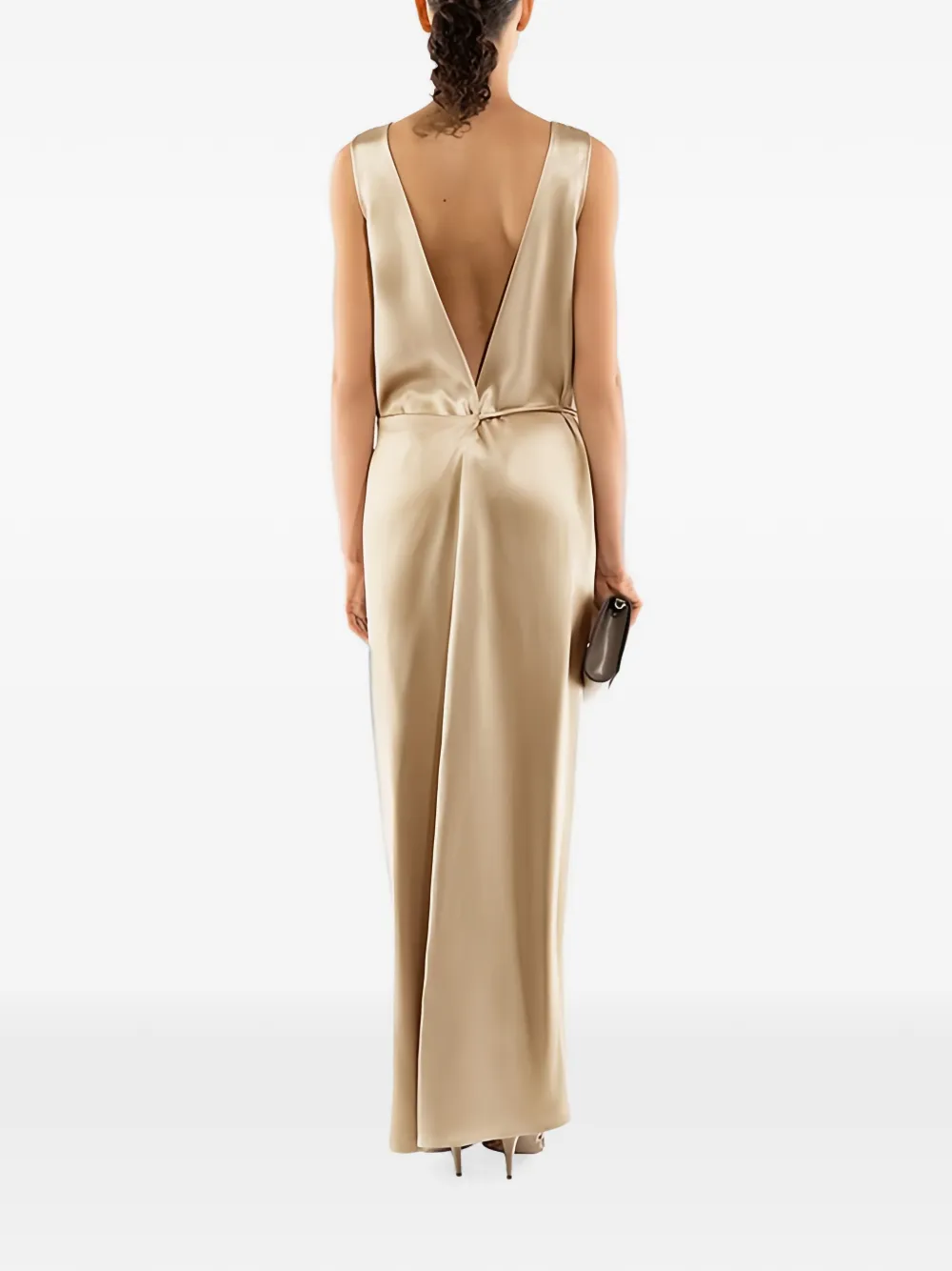 Ferragamo maxi-jurk met satijnen afwerking Beige
