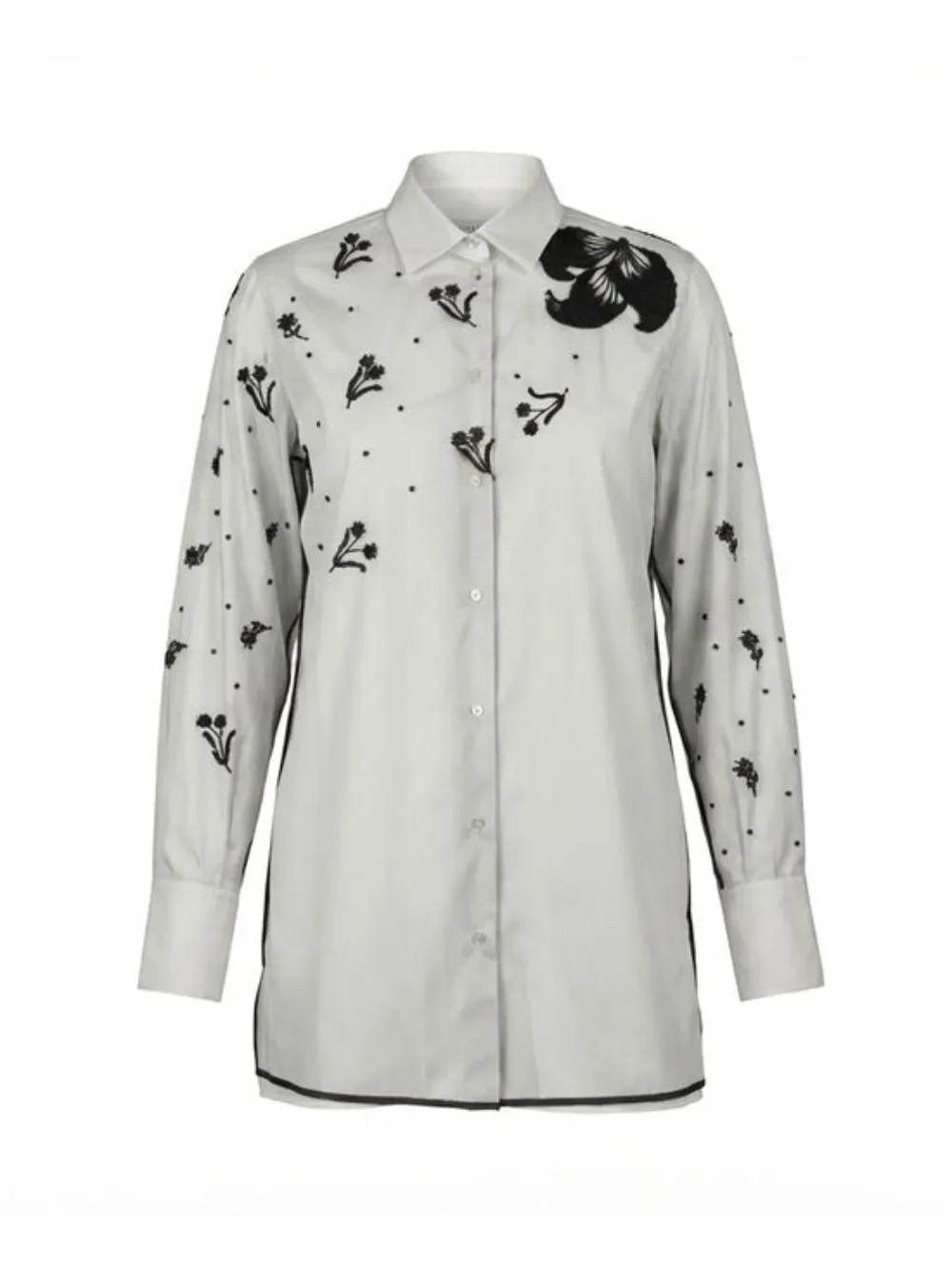 Valentino Garavani sequin-embellished floral-embroidered shirt - Grigio