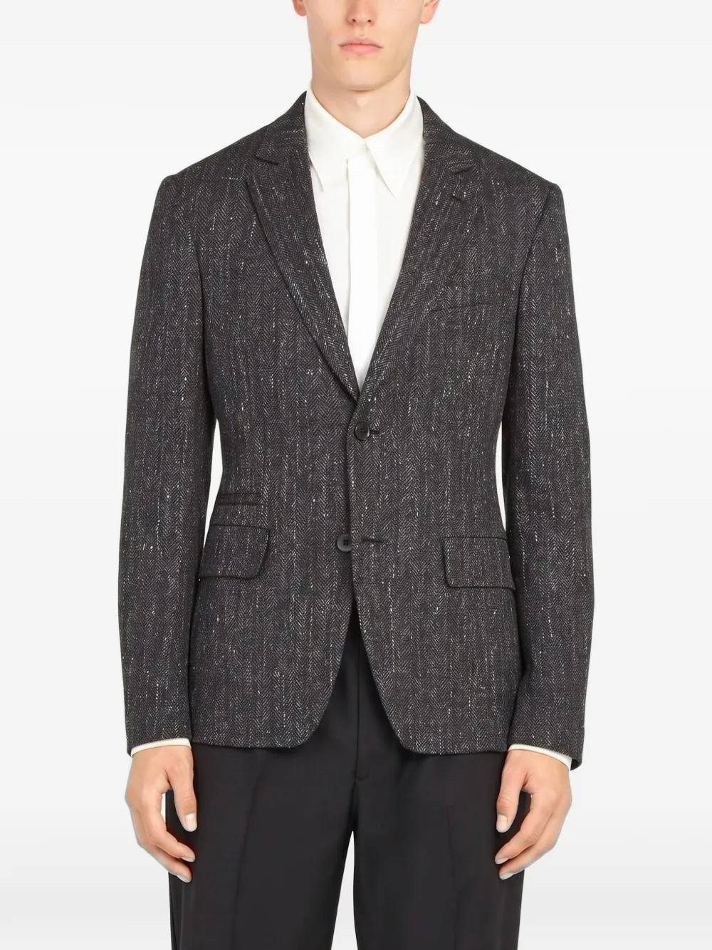 Ferragamo Sakko mit Fischgrätenmuster - Grau
