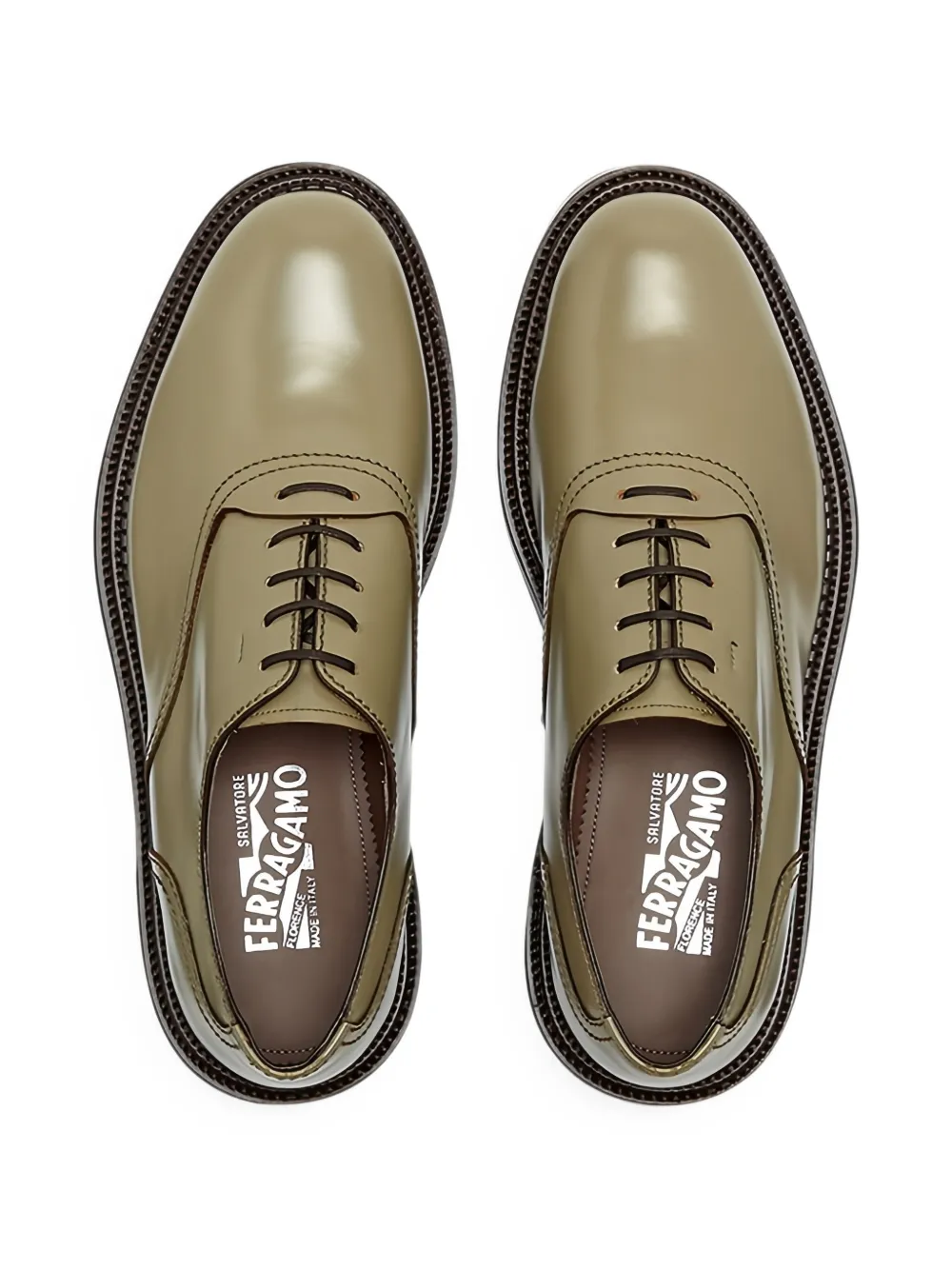 Ferragamo Balmoral leather Oxford shoes Groen