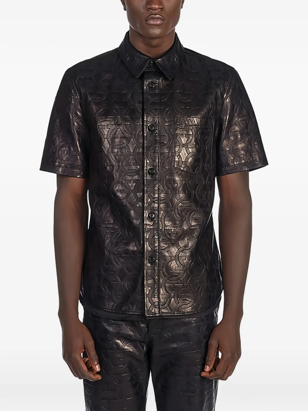 Ferragamo Gancini-motif leather jacket