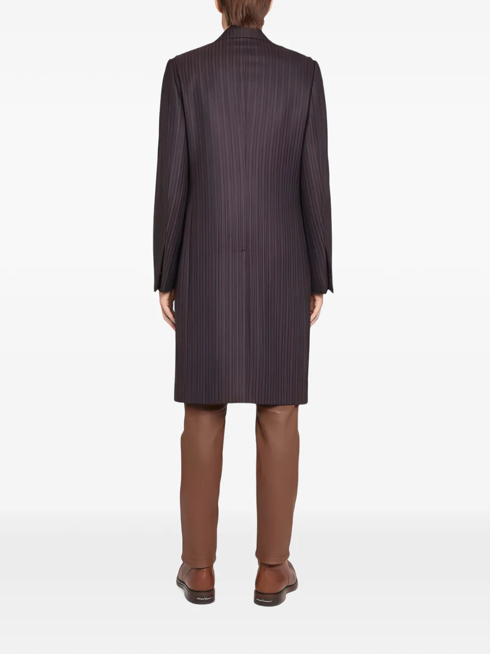 Ferragamo pinstripe-pattern single-breasted coat Paars