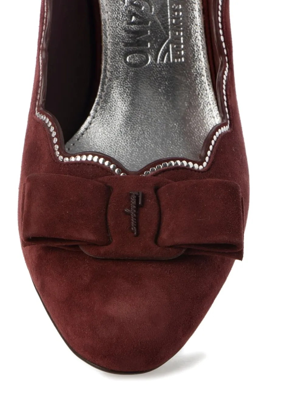 Ferragamo Carla Stud-embellished Suede Pumps In Multi