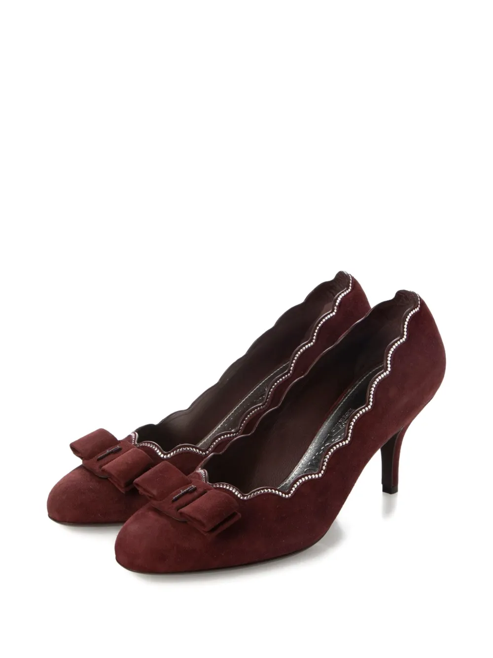 Ferragamo Carla Stud-embellished Suede Pumps In Multi