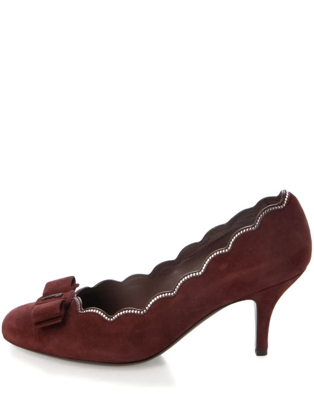 Ferragamo Carla Stud-embellished Suede Pumps In Multi
