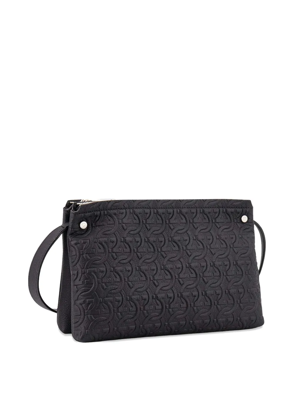 Ferragamo embossed logo shoulder bag Zwart