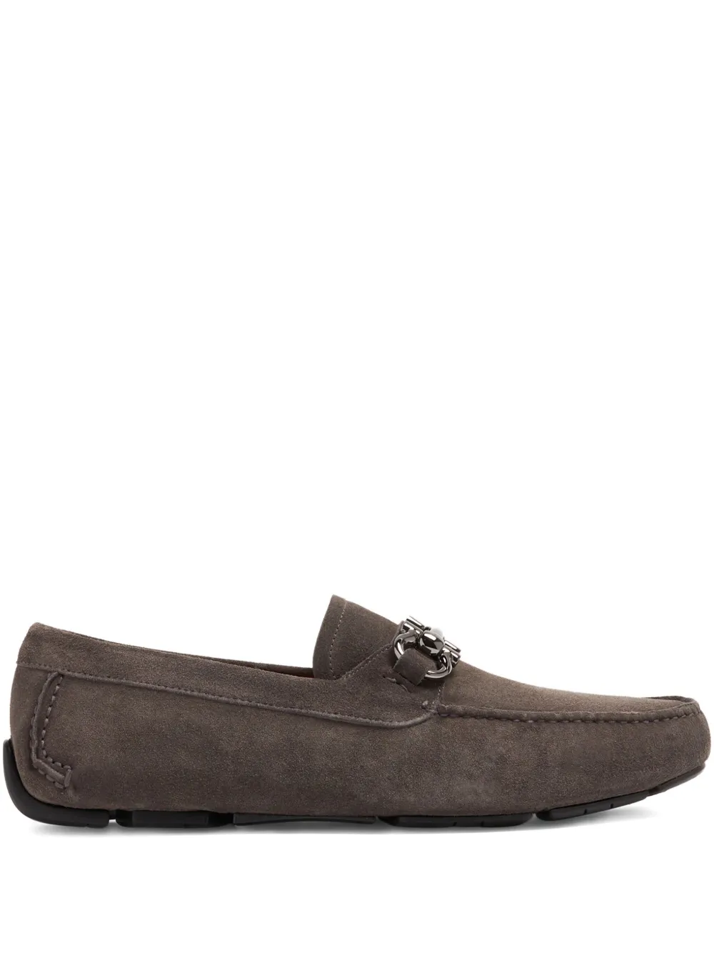 Ferragamo Gancini-detail suede loafers Brown