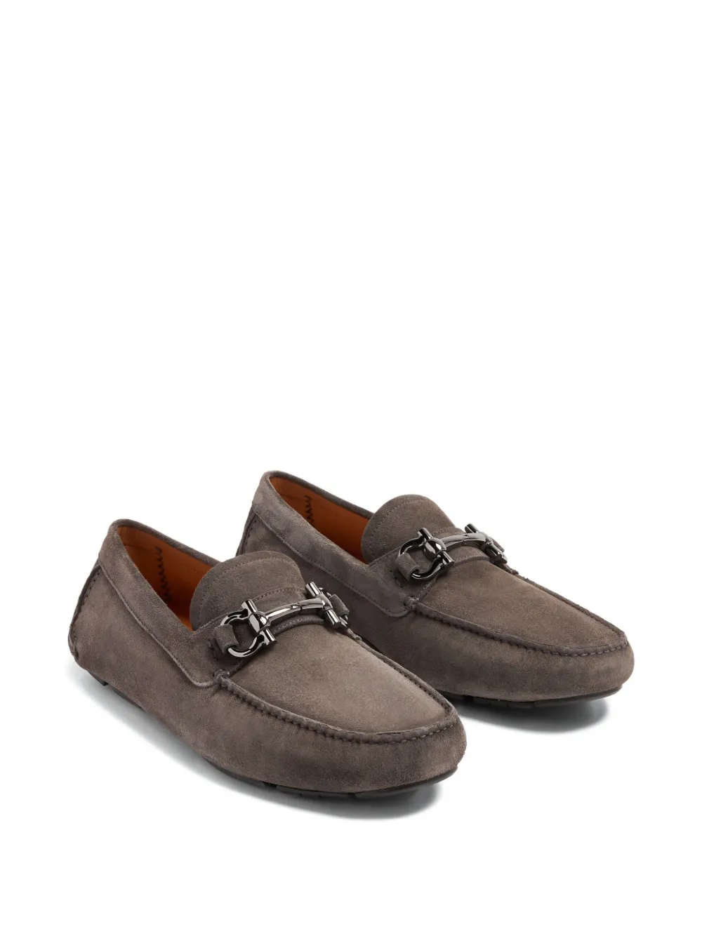 Ferragamo Gancini-detail suede loafers - Bruin