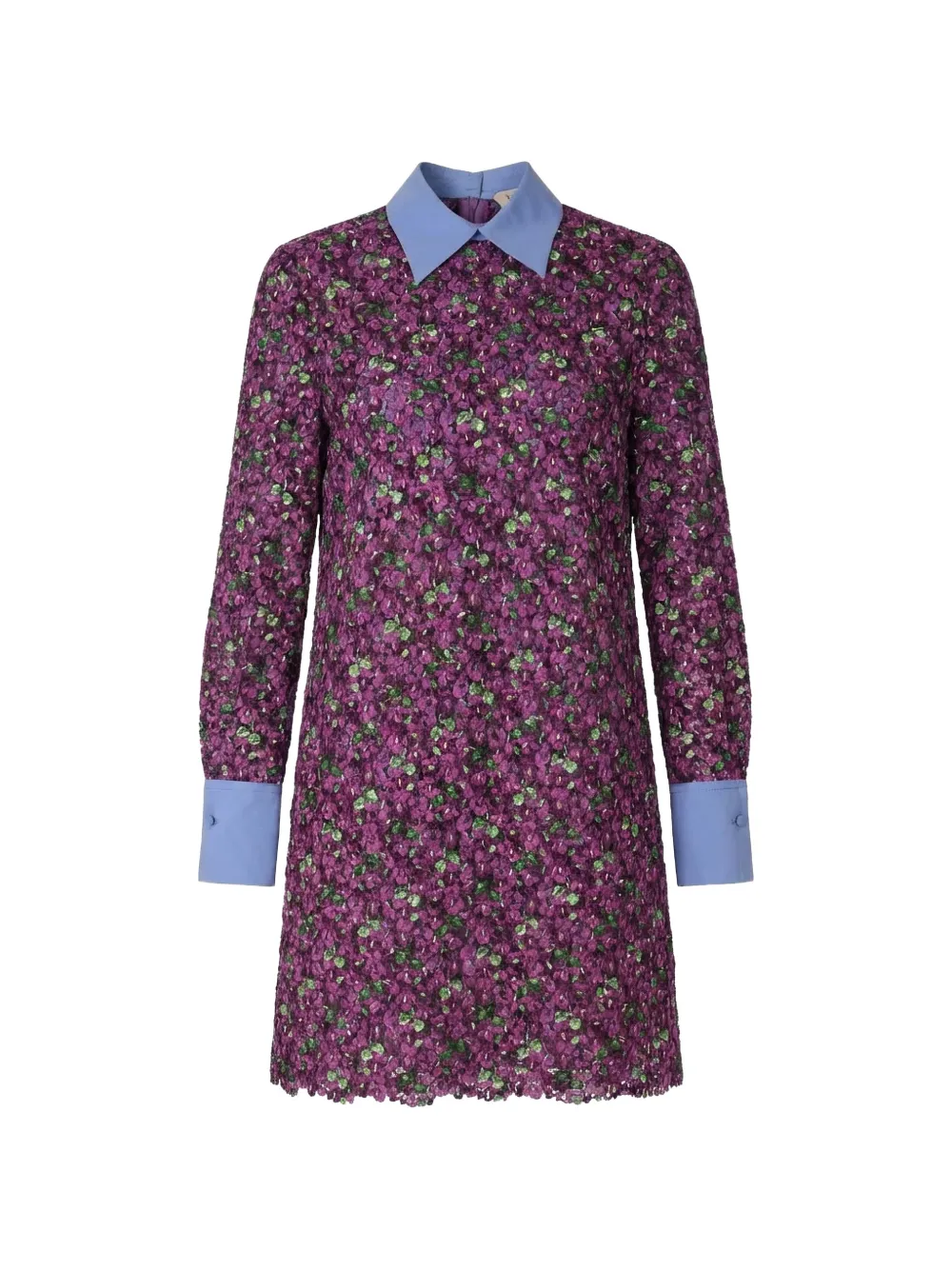 Valentino Garavani floral-embroidered contrasting-collar dress - Violett