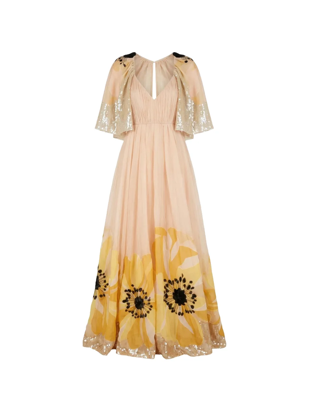 Valentino Garavani sequin-embellished floral-print dress - Toni neutri