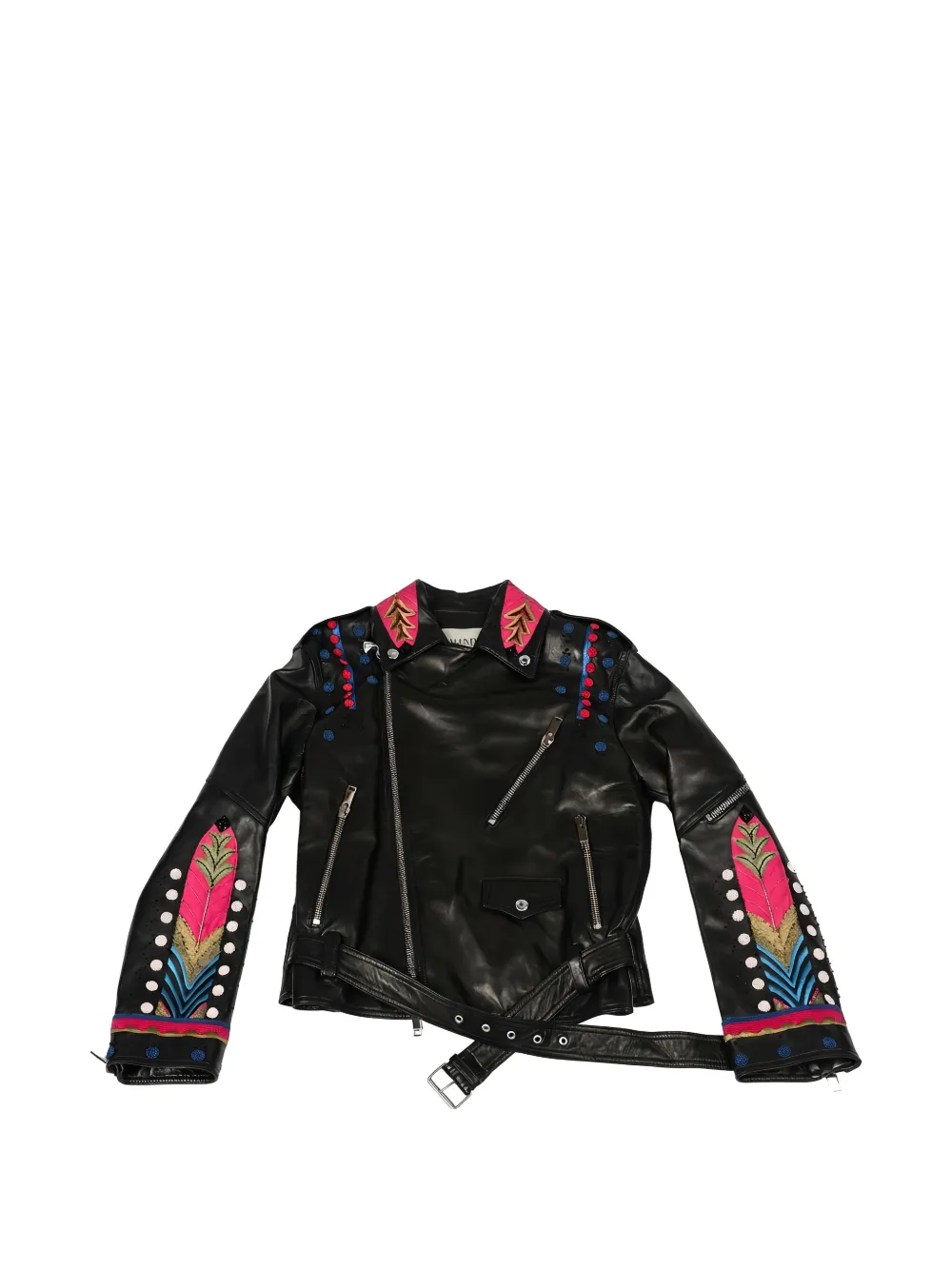 Valentino Garavani bead-embellished leather jacket - Schwarz