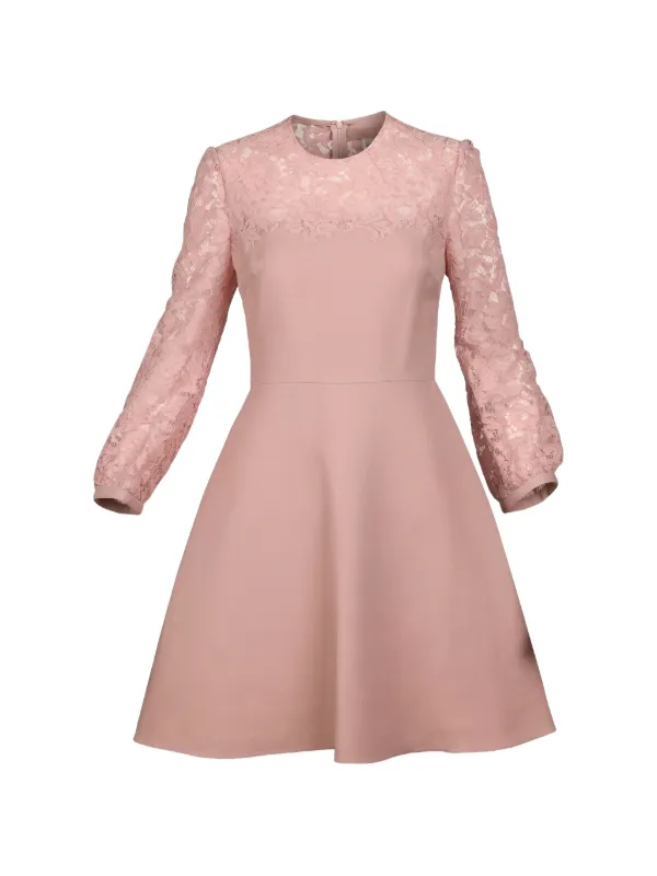 valentino pink dress mini Valentino Pink Silk Blend Crepe Ruffled Sleeve Mini Dress M