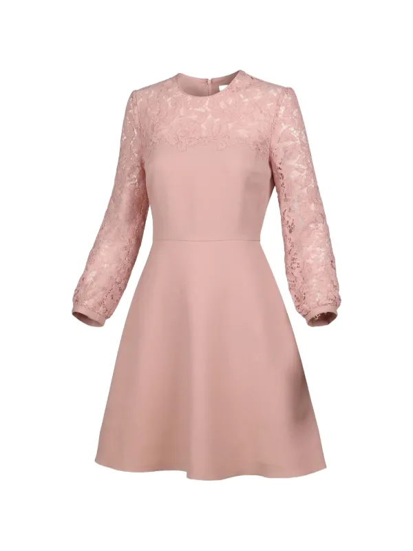 Valentino Garavani Lace-sleeve Mini Dress - Pink Valentino Garavani Lace-sleeve Mini Dress - Pink