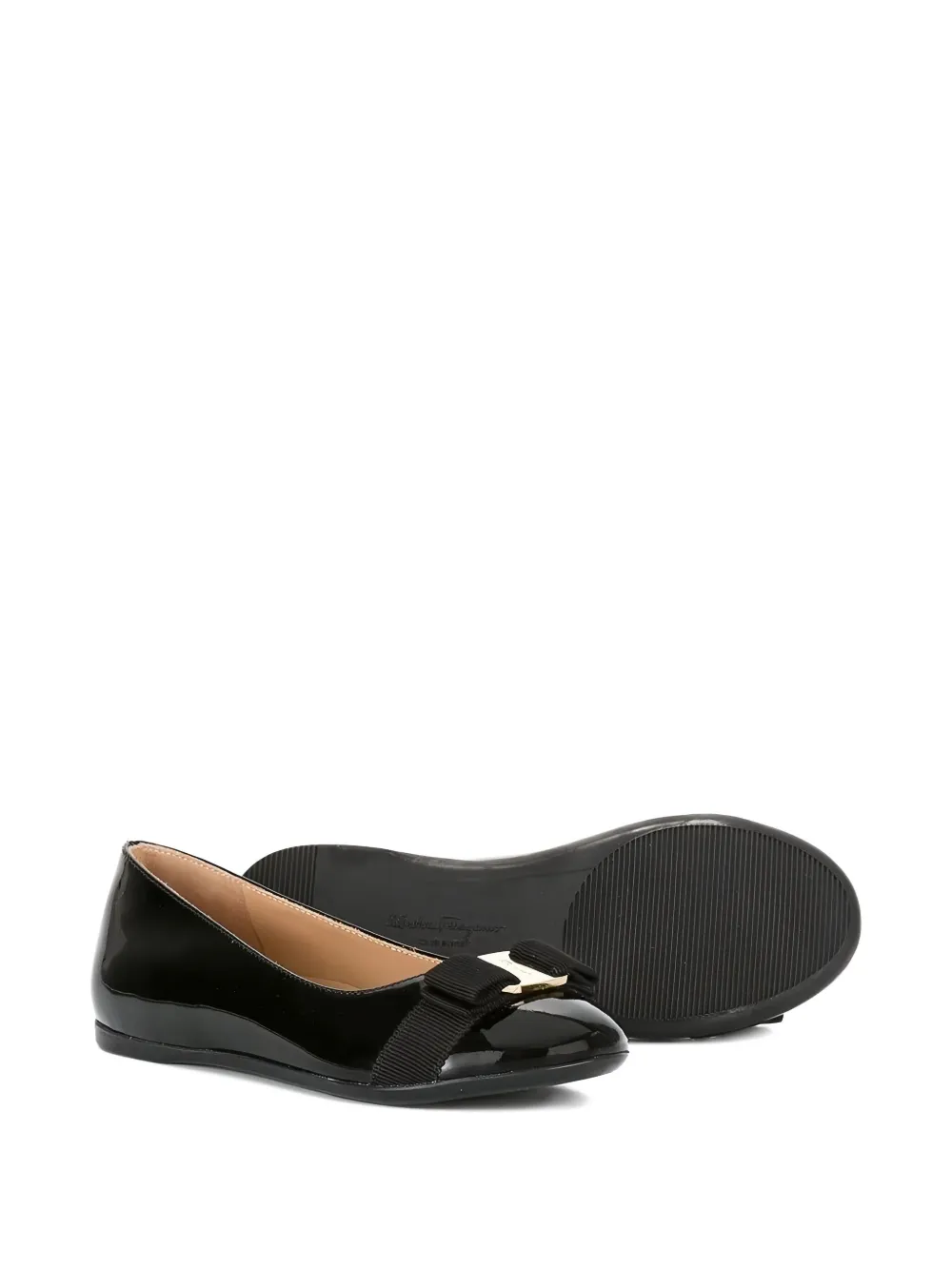 Ferragamo Kids 5 mm ballerina's Zwart