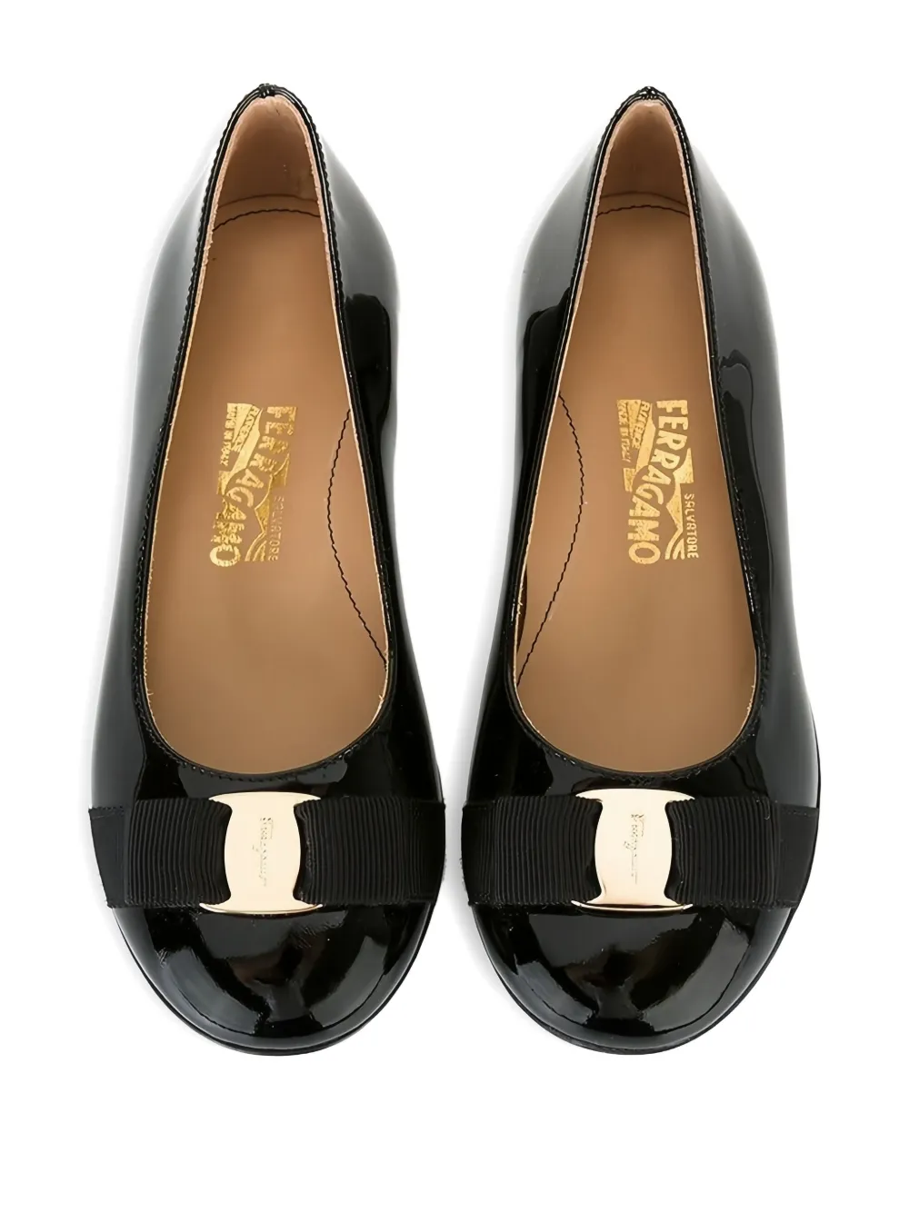 Ferragamo Kids 5 mm ballerina's Zwart