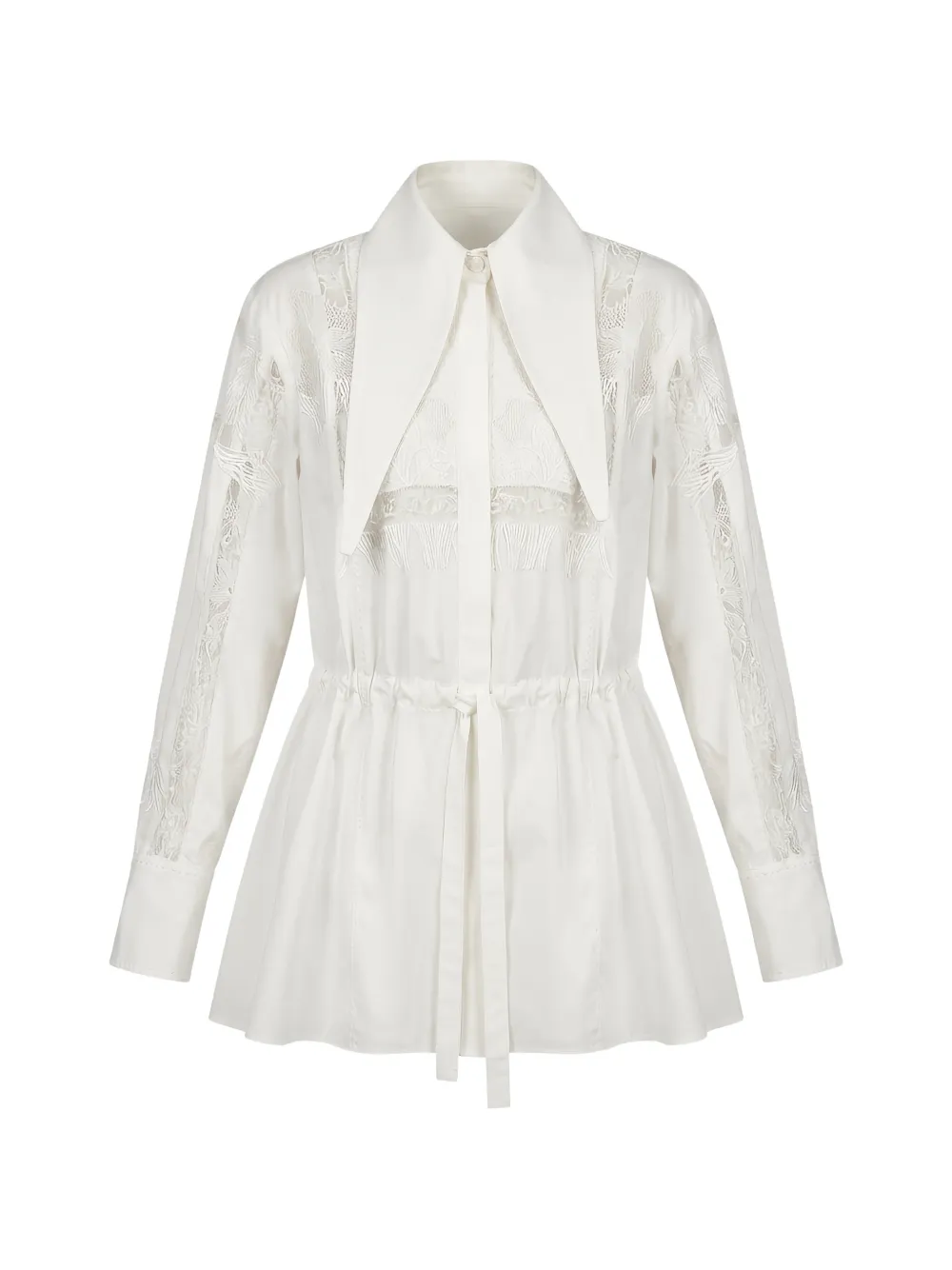 Valentino Garavani lace-panelled drawstring-waist dress · 40
