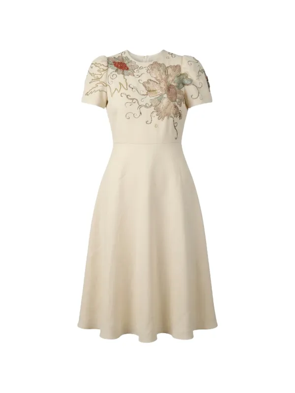 Valentino Garavani floral-embroidered sequin-embellished Dress | Neutrals