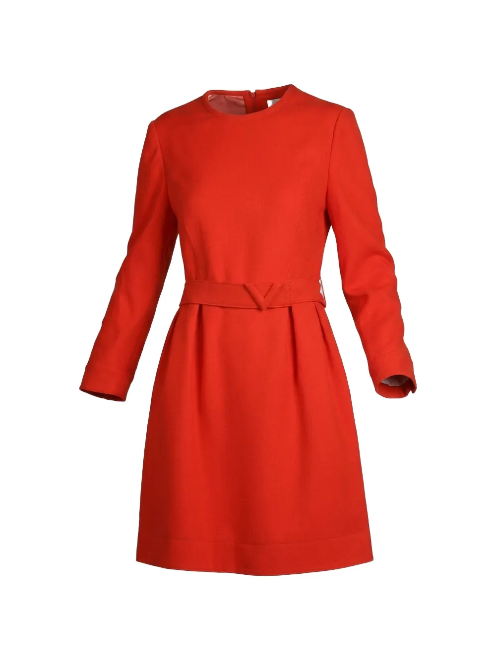 Valentino Garavani Mini-jurk met lange mouwen en ceintuur Rood