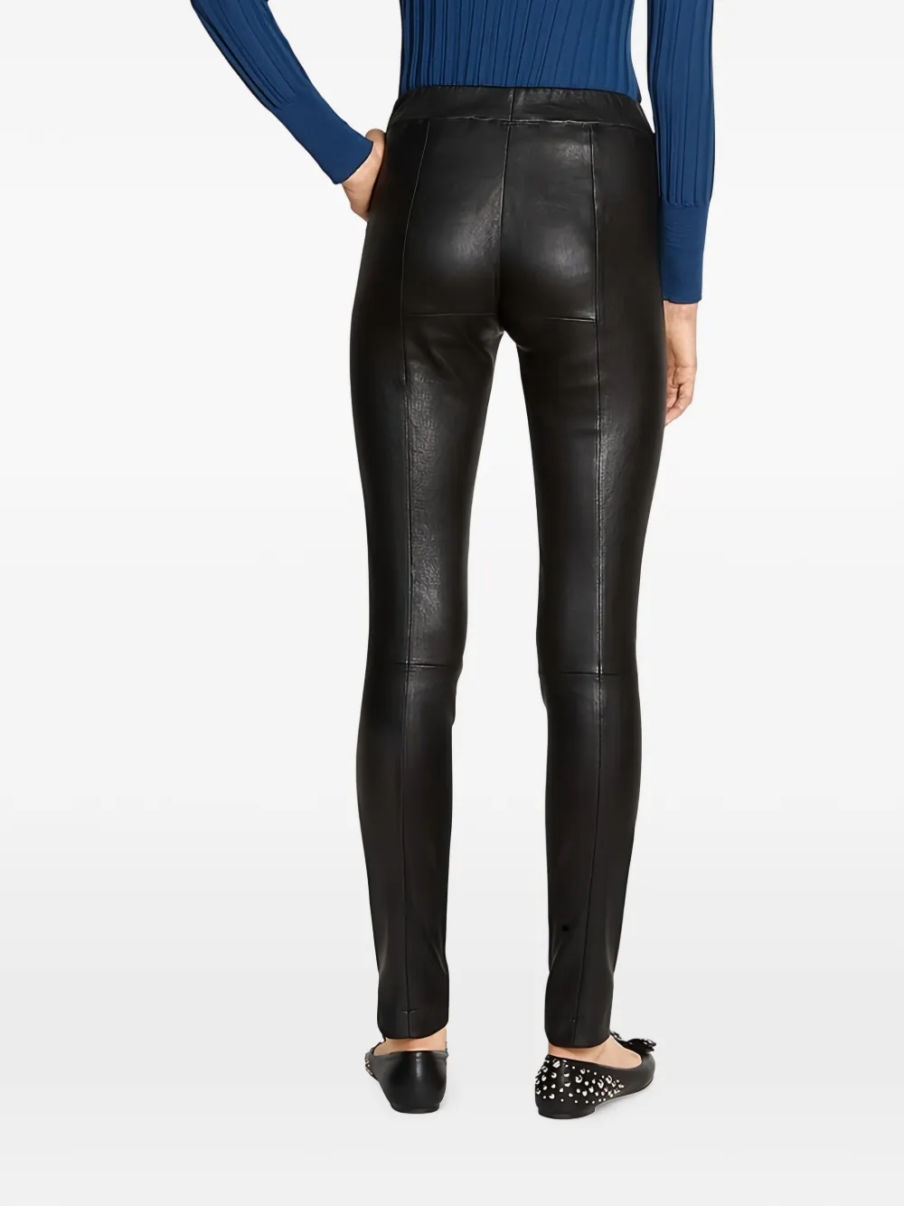 Ferragamo seam-detail leather trousers Zwart