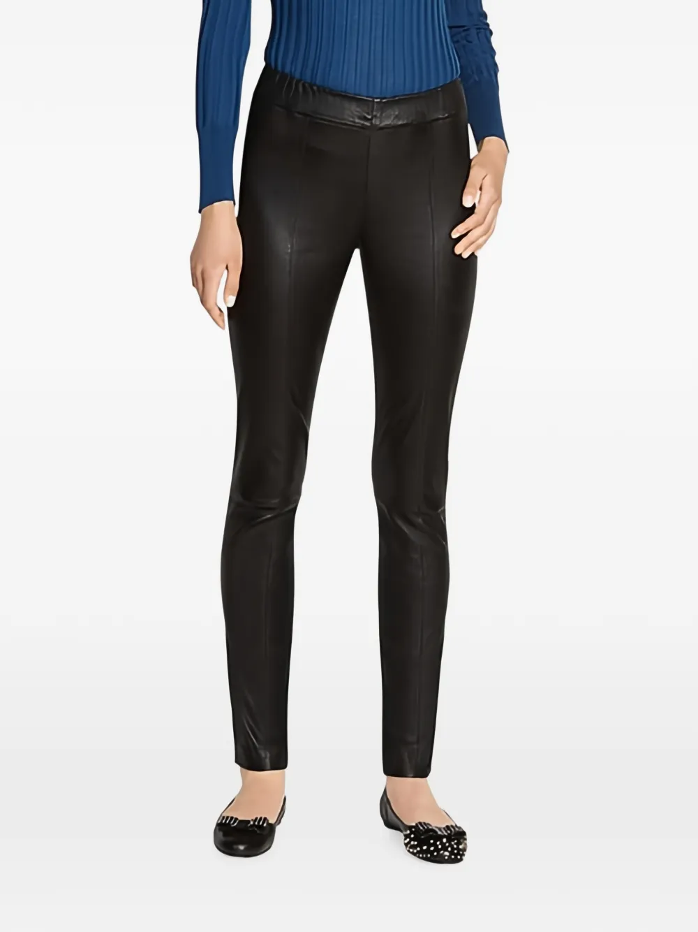 Ferragamo seam-detail leather trousers Zwart