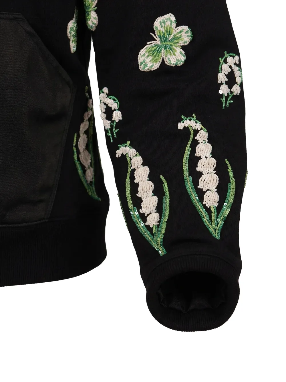Valentino Garavani Hoodie met bloem-applicatie en rits Zwart