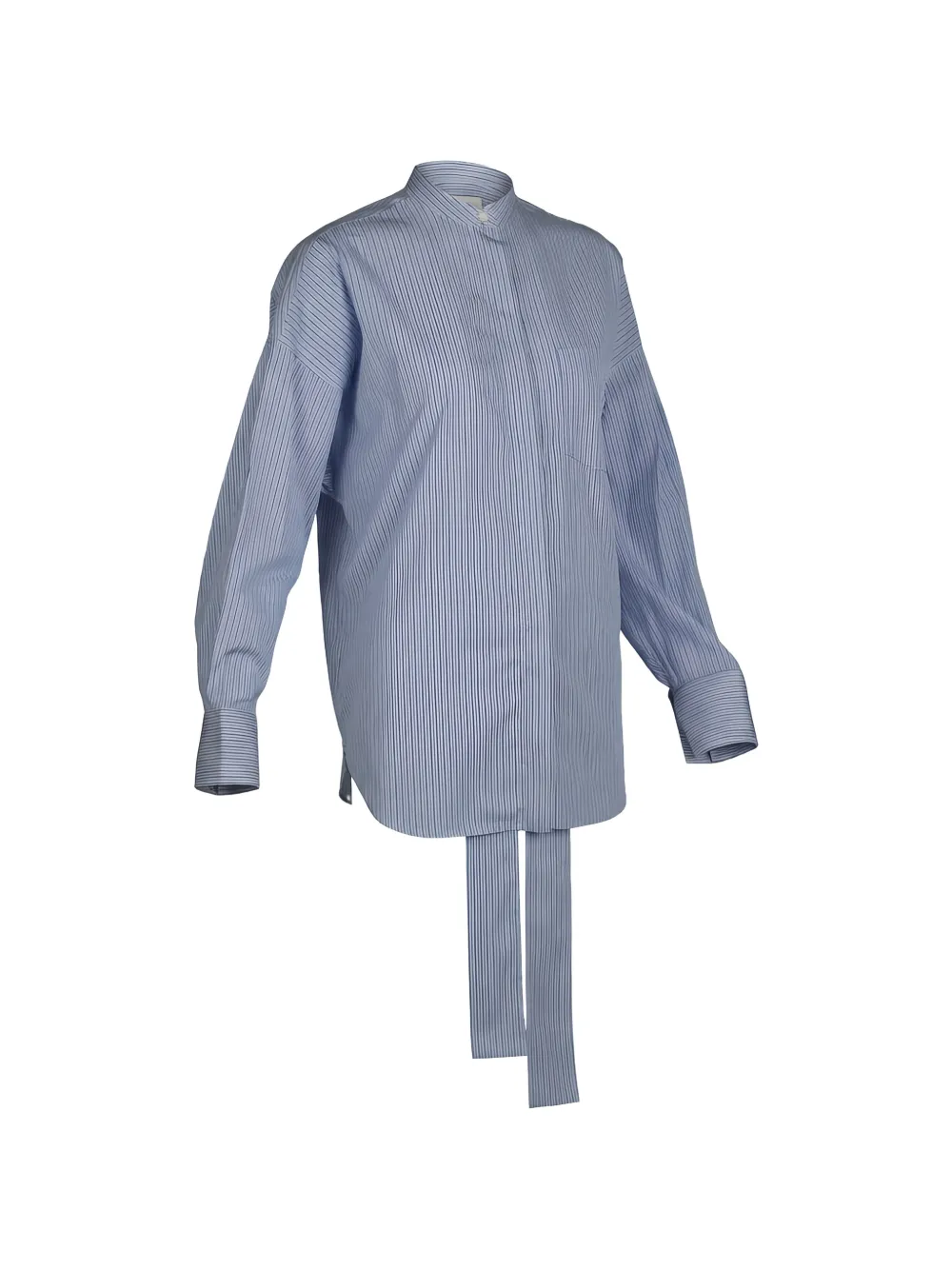 Valentino Garavani Gestreept overhemd met strikdetail Blauw