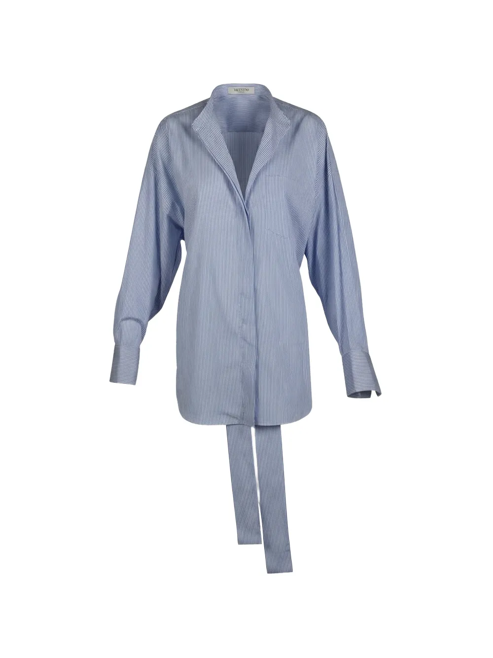 Valentino Garavani Gestreept overhemd met strikdetail Blauw