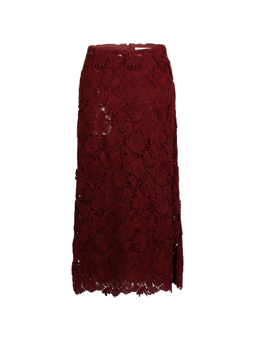 Valentino Garavani floral-lace midi skirt - Rot